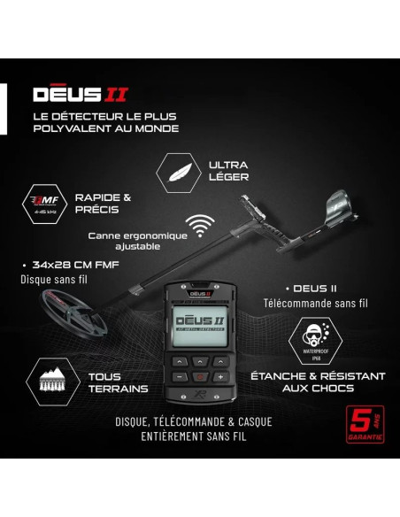 XP Déus 2 FMF RC 34x28cm + casque WS6 + Pointer MI-6