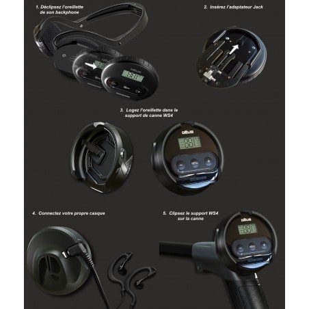 Support de canne pour oreillette de casque XP WS4 et WS6